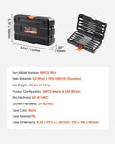 Darrahopens Fashion > Women's Fashion > Women's Socks & Hosiery VEVOR Extra Long Allen Hex Bit Socket Set, 18-Piece 3/8 inch Drive, S2 Alloy Steel and Cr-V Steel, Standard SAE and Metric 1/8-Inch-3/8-Inch, 3-12mm, with Enhanced Storage Case, for Mechanics