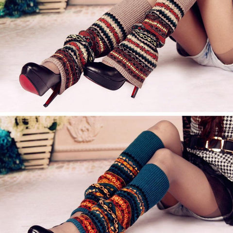 Darrahopens Fashion > Women's Fashion > Women's Socks & Hosiery Women Ladies Winter Warm Knit Wool Leg Warmer Woolen Knee Knit Socks Leggings - Blue