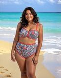 Darrahopens Fashion > Women's Fashion > Women's Swimwear Designer Slenderizing Plus Size Two Piece Beach Set Featuring Fierce Animal Print Size 0XL