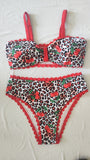 Darrahopens Fashion > Women's Fashion > Women's Swimwear Designer Slenderizing Plus Size Two Piece Beach Set Featuring Fierce Animal Print Size 1XL