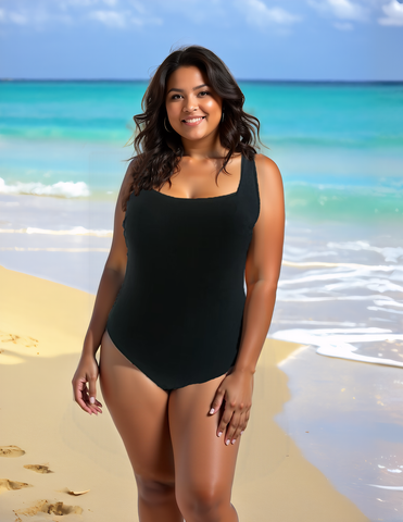 Darrahopens Fashion > Women's Fashion > Women's Swimwear Women's Plus Size Black One-Piece Swimsuit - Crisscross Back Straps Size 2XL