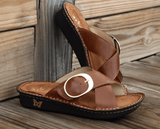 Darrahopens Fashion > Women's Fashion > Women's Thongs & Sandals Alegria Vanya Womens Slide Sandals Shoes Leather - Luggage