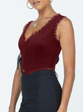 Darrahopens Fashion > Women's Fashion > Women's Tops & T-shirts 2-Pack Brown French Vintage Lace Splice Camisole(L Size) - Slim Fit Halter Top with Back Detail and Button Placket
