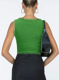 Darrahopens Fashion > Women's Fashion > Women's Tops & T-shirts 2-Pack Green French Vintage Lace Splice Camisole(M Size) - Slim Fit Halter Top with Back Detail and Button Placket