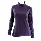 Darrahopens Fashion > Women's Fashion > Women's Tops & T-shirts Ladies SKIVVY Womens Long Sleeve Plain Top Warm Turtleneck Cotton High Neck - Plum - X-Small