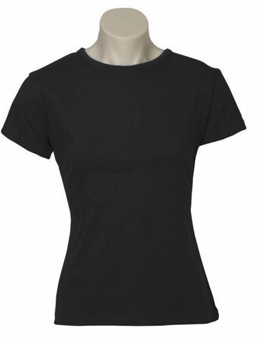Darrahopens Fashion > Women's Fashion > Women's Tops & T-shirts Womens Plain Ladies T SHIRT 100% COTTON Basic Tee Casual Top Size 6-24 T-Shirt - Black - 16