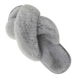 Darrahopens Fashion > Women's Fashion > Women's Uggs & Slippers Cozy Winter Home Essentials Set - Grey 1 Pair Women's Plush Cross Band Faux Fur Slippers L Size & 2 Pairs Cute Teddy Bear Fuzzy Socks Set, Warm Indoor Lounge Gift Bundle with Non-Slip House Slides