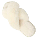 Darrahopens Fashion > Women's Fashion > Women's Uggs & Slippers Cozy Winter Home Essentials Set - White 1 Pair Women's Plush Cross Band Faux Fur Slippers S Size & 2 Pairs Cute Teddy Bear Fuzzy Socks Set, Warm Indoor Lounge Gift Bundle with Non-Slip House Slides