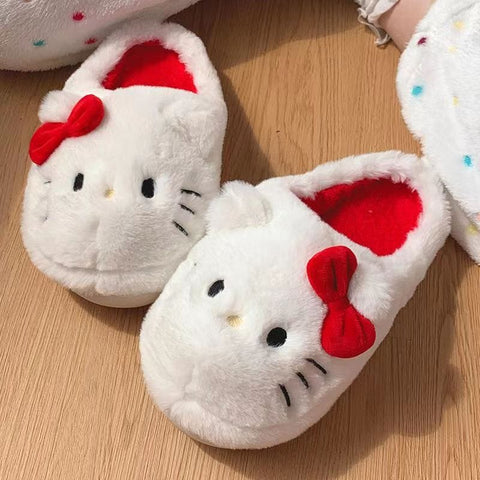 Darrahopens Fashion > Women's Fashion > Women's Uggs & Slippers Sanrio Hello Kitty Plush Slippers for Women Girls Size 36-37 Soft Padded Winter Bedroom Shoes Kawaii Cute