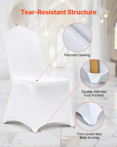 Darrahopens Fashion > Women's Fashion > Women's Uggs & Slippers VEVOR Stretch Spandex Folding Chair Covers, Universal Fitted Chair Cover, Removable Washable Protective Slipcovers, for Wedding, Holiday, Banquet, Party, Celebration, Dining (100PCS White)
