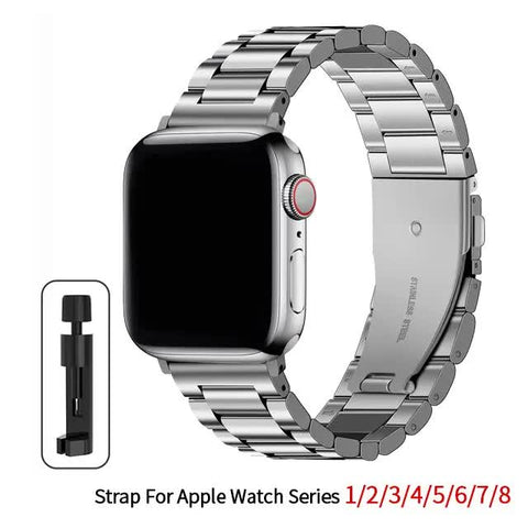 Darrahopens Fashion > Women's Fashion > Women's Watches Apple Watch Band Compatible with Series 9 8 7 6 5 Stainless Steel Metal Bracelet Silver 49mm 45mm 44mm 42mm