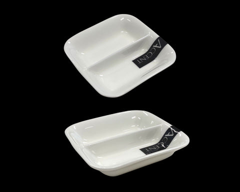 Darrahopens Food & Beverage > Pantry > Condiments & Sauces bulk 48 Bone China 2 Section Sauce Spice Dish 9cm