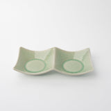 Darrahopens Food & Beverage > Pantry > Condiments & Sauces Two Section Sauce Dish Celadon Glaze