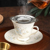 Darrahopens Food & Beverage > Pantry > Teas & Accessories Tea Strainer - 2-piece set - Stainless steel tea infuser - Tea steeper with handle and drip cup - 6.5 cm - Mesh tea filter
