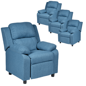 Darrahopens Furniture > Bar Stools & Chairs 1 Set of 4 Erika Navy Blue Adult Recliner Sofa Chair Blue Lounge Couch Armchair Furniture