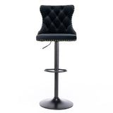 darrahopens Furniture > Bar Stools & Chairs 2x Height Adjustable Swivel Bar Stool Velvet Nailhead Barstool with Footrest