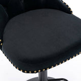 darrahopens Furniture > Bar Stools & Chairs 2x Height Adjustable Swivel Bar Stool Velvet Nailhead Barstool with Footrest