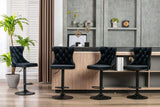 darrahopens Furniture > Bar Stools & Chairs 2x Height Adjustable Swivel Bar Stool Velvet Nailhead Barstool with Footrest