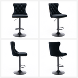 darrahopens Furniture > Bar Stools & Chairs 2x Height Adjustable Swivel Bar Stool Velvet Nailhead Barstool with Footrest