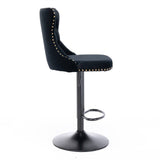 darrahopens Furniture > Bar Stools & Chairs 2x Height Adjustable Swivel Bar Stool Velvet Nailhead Barstool with Footrest