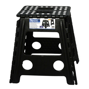 Darrahopens Furniture > Bar Stools & Chairs 39cm Plastic Folding Step Stool Portable Chair Flat Indoor/Outdoor Home - Black