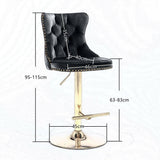 Darrahopens Furniture > Bar Stools & Chairs 4x Height Adjustable Swivel Bar Stool Velvet Studs Barstool with Footrest and Golden Base- Beige