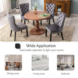 Darrahopens Furniture > Bar Stools & Chairs 4x Velvet Dining Chairs Upholstered Tufted Kithcen Chair with Solid Wood Legs Stud Trim and Ring-Gray
