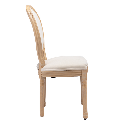 Darrahopens Furniture > Bar Stools & Chairs AADEN 2x Linen Dining Chairs with Solid Wood Legs- Beige