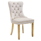 Darrahopens Furniture > Bar Stools & Chairs AADEN 2x Velvet Dining Chairs with Golden Metal Legs-Black