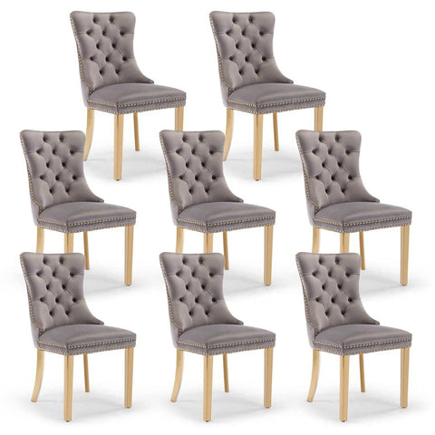 Darrahopens Furniture > Bar Stools & Chairs AADEN 8x Velvet Dining Chairs with Golden Metal Legs-Black
