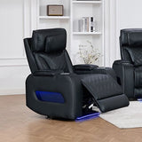 Darrahopens Furniture > Bar Stools & Chairs > Arm Chairs & Recliners 1 Seater Air leather Power Recliner Sofa with LED Light In Black