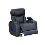 Darrahopens Furniture > Bar Stools & Chairs > Arm Chairs & Recliners 1 Seater Air leather Power Recliner Sofa with LED Light In Black