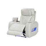 Darrahopens Furniture > Bar Stools & Chairs > Arm Chairs & Recliners 1 Seater Air leather Power Recliner Sofa with LED Light In Grey