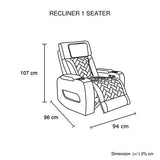 Darrahopens Furniture > Bar Stools & Chairs > Arm Chairs & Recliners 1 Seater Air leather Power Recliner Sofa with LED Light In Grey