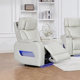 Darrahopens Furniture > Bar Stools & Chairs > Arm Chairs & Recliners 1 Seater Air leather Power Recliner Sofa with LED Light In Grey