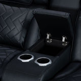 Darrahopens Furniture > Bar Stools & Chairs > Arm Chairs & Recliners 2 Seater Air leather Power Recliner Sofa with LED Light In Black