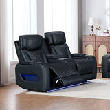 Darrahopens Furniture > Bar Stools & Chairs > Arm Chairs & Recliners 2 Seater Air leather Power Recliner Sofa with LED Light In Black