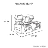 Darrahopens Furniture > Bar Stools & Chairs > Arm Chairs & Recliners 2 Seater Air leather Power Recliner Sofa with LED Light In Grey