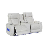 Darrahopens Furniture > Bar Stools & Chairs > Arm Chairs & Recliners 2 Seater Air leather Power Recliner Sofa with LED Light In Grey