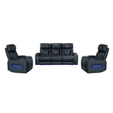 Darrahopens Furniture > Bar Stools & Chairs > Arm Chairs & Recliners 3+1+1 Seater Power Recliner Sofa Set with LED Light In Black