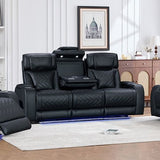 Darrahopens Furniture > Bar Stools & Chairs > Arm Chairs & Recliners 3+2+1 Seater Power Recliner Sofa Set with LED Light In Black