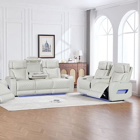 Darrahopens Furniture > Bar Stools & Chairs > Arm Chairs & Recliners 3+2 Seater Power Recliner Sofa Set with LED Light In Grey