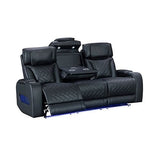 Darrahopens Furniture > Bar Stools & Chairs > Arm Chairs & Recliners 3 Seater Air leather Power Recliner Sofa with LED Light In Black