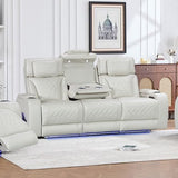 Darrahopens Furniture > Bar Stools & Chairs > Arm Chairs & Recliners 3 Seater Air leather Power Recliner Sofa with LED Light In Grey