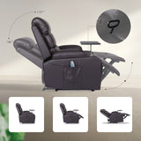 Darrahopens Furniture > Bar Stools & Chairs > Arm Chairs & Recliners 8-Point Electric Massage Recliner Chair - PU Leather Electric Lounge Sofa Armchair HARLOW BROWN