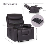 Darrahopens Furniture > Bar Stools & Chairs > Arm Chairs & Recliners 8-Point Electric Massage Recliner Chair - PU Leather Electric Lounge Sofa Armchair HARLOW BROWN