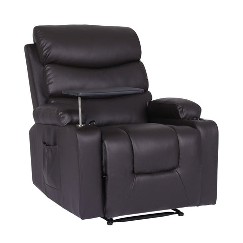 Darrahopens Furniture > Bar Stools & Chairs > Arm Chairs & Recliners 8-Point Electric Massage Recliner Chair - PU Leather Electric Lounge Sofa Armchair HARLOW BROWN