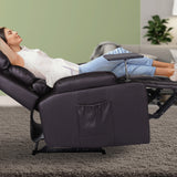 Darrahopens Furniture > Bar Stools & Chairs > Arm Chairs & Recliners 8-Point Electric Massage Recliner Chair - PU Leather Electric Lounge Sofa Armchair HARLOW BROWN