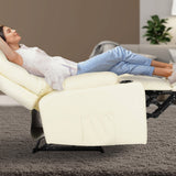 Darrahopens Furniture > Bar Stools & Chairs > Arm Chairs & Recliners 8-Point Electric Massage Recliner Chair - PU Leather Lounge Sofa Armchair ARLEEN BEIGE