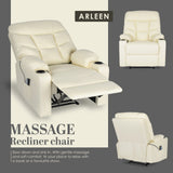 Darrahopens Furniture > Bar Stools & Chairs > Arm Chairs & Recliners 8-Point Electric Massage Recliner Chair - PU Leather Lounge Sofa Armchair ARLEEN BEIGE
